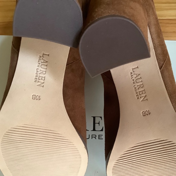 Ralph Lauren Artizan II Suede Heeled Boot Brown Kidsuede SZ 10 - Picture 13 of 16